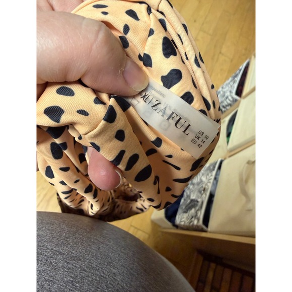 Zaful Womens Cheetah Print High Waisted Bikini Bottoms Peach Black Size 10 - Picture 3 of 5